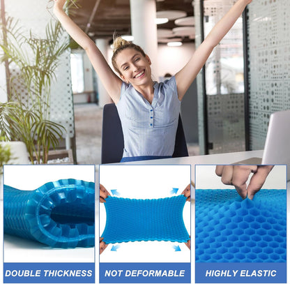 Gel Seat Cushion for Long Sitting - 16.5" x 14.5" x 2.4" (Extra Thick＆Soft)
