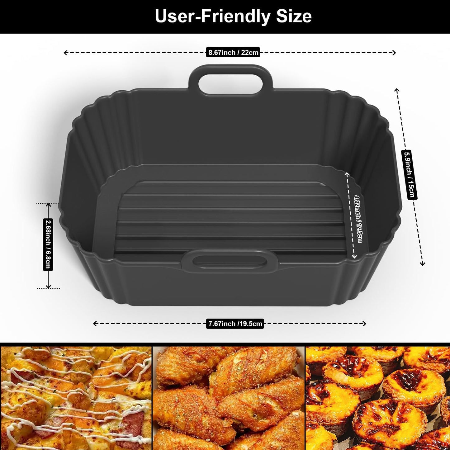 Silicone Air Fryer Liners 2 Pack, Reusable Compatible for Ninja Foodi DZ201, DZ401, DZ550, DZ302, COSORI 9QT, Chefman, Instant, and 6-in-1 8-10QT Dual Baskets