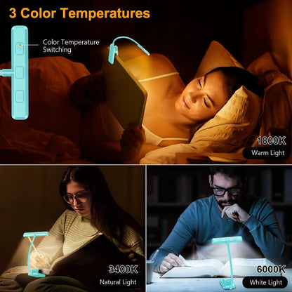 Gritin 19 LED Rechargeable Book Light for Reading in Bed | Eye Caring 3 Color Temps,Stepless Dimming Brightness,Memory Function,90 Hrs Runtime Lightweight Clip on Light for Book Lovers