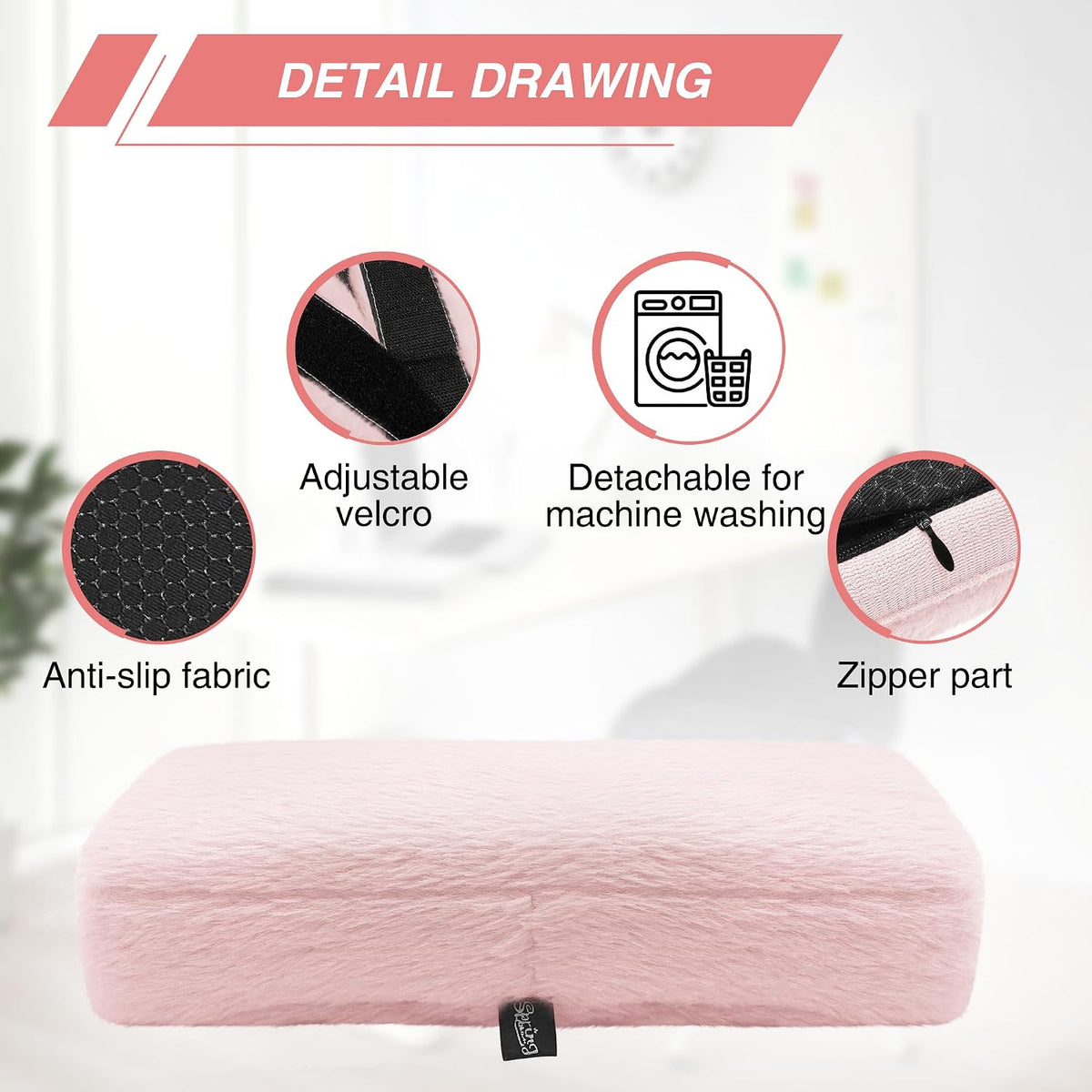 SPRING SEAON Desk & Office Chair Arm Pads Covers Fuzzy Memory Foam Pads