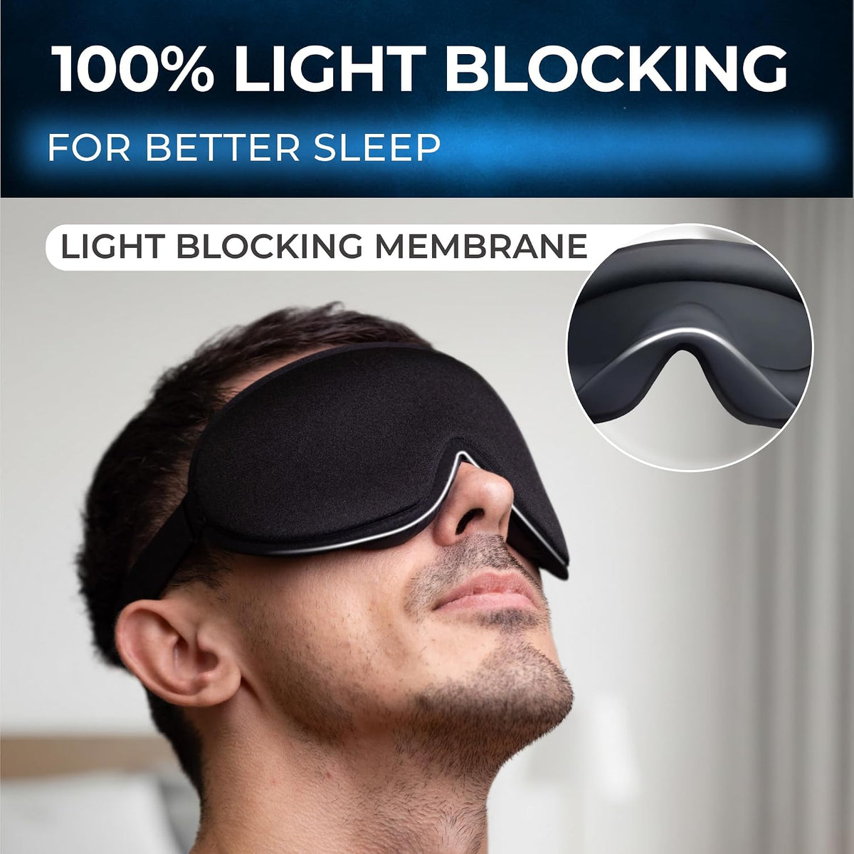 Peace&Quiet | PQ Sleep Mask for Side Sleepers - 3D Contoured Light Blocking Sleeping Mask for Women and Men, Lightweight & Soft Eye Shade Cover for Deep Rest, Premium Quality (Black)