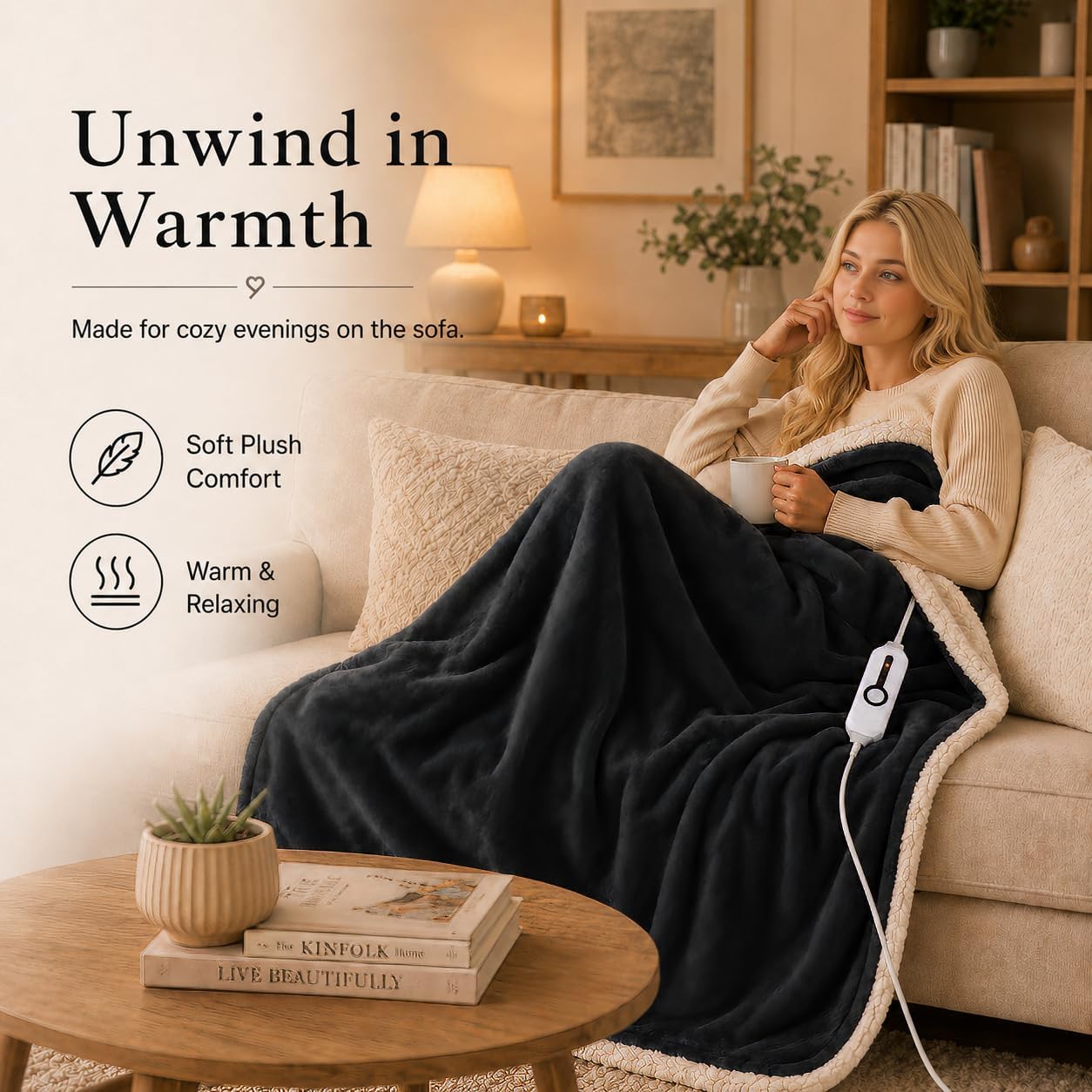 Electric Heated Blanket Full Size 72"x84" – Light Gray | ETL for Safe Overnight, 4 Heat Settings & 10H Auto Off, Dual-Sided Microplush Sherpa for Home Night, Machine washable