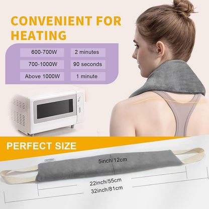Neck Heating Pad Microwavable with Machine Washable Cover Weighted Microwave Heating Pad Neck Wrap for Shoulder Back Pain Relief, Warm Rice Bag Pack for Cramps Hot Cold Therapy 1.5lbs Lavender Scented