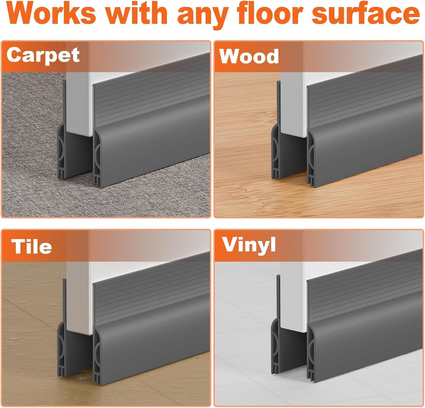 Door Draft Stopper, Door Sweep for Bottom of Door, Weather Stripping Door Seal Gap Filler Bottom Blocker Soundproofing Cold Air Insulation Save Energy Install Quickly Easily (Black, 39‘’)