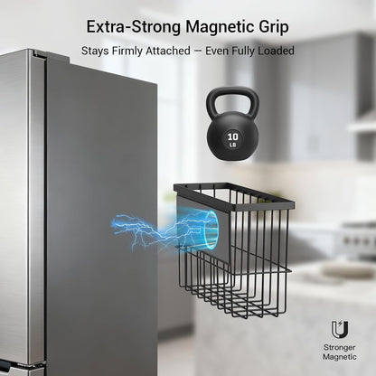 FAMNONE 1-Pack Magnetic Basket for Dryer Balls, Laundry Room Organizer | Metal Dryer Ball Holder, Magnetic Lint Bin, Fridge Basket, Washer Dryer Organizer for Kitchen, Laundry
