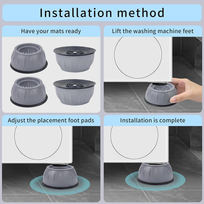 Anti Vibration Pads for Washing Machine, Washer Stabilizer and Dryer Bumper Pads - Appliance Anti Vibration Pads to Prevent Walking, Riser Feet, 4 Pack
