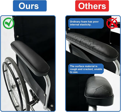 Padded Armrests for Wheelchair, Premium Wheelchair Armrest Pads, 10-1/4" Long Wheelchair Armrest Replacement Accessories, Compatible with All Brands(1 Pair)