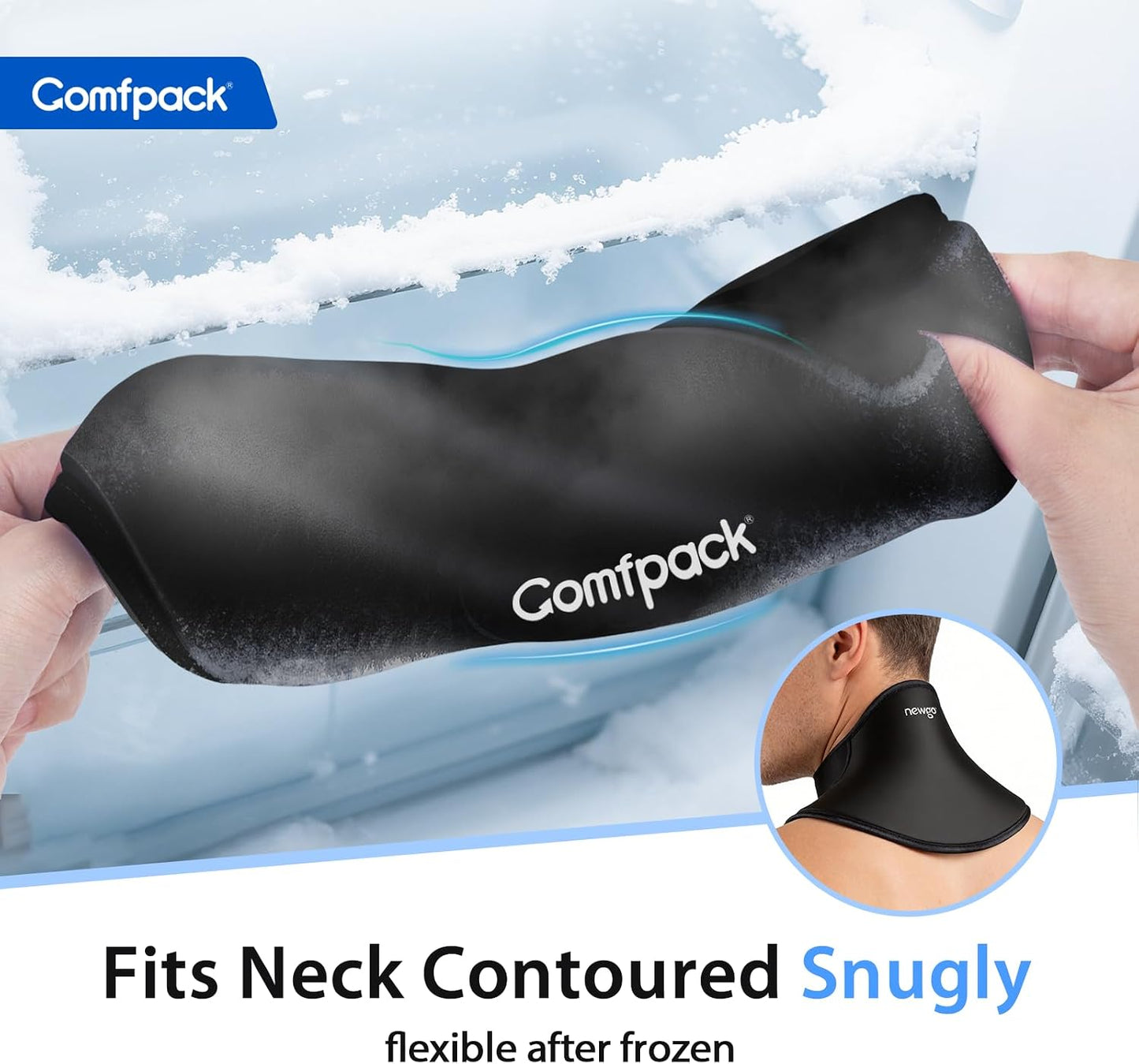Comfpack Neck Ice Pack Wrap, Soft Gel Ice Packs for Neck Shoulder Reusable | Hot & Cold Compress Cold Pack for Surgery, Injuries, Swelling, Stiffness, Muscle Tension, Office Pressure