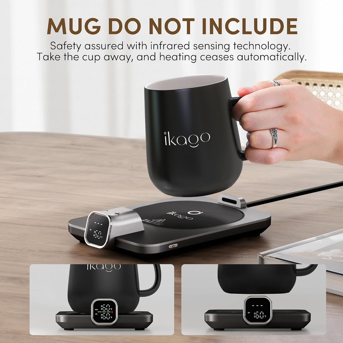 IKAGO Coffee Mug Warmer for Desk, 1°F Precision Control, Smart Cup Heater