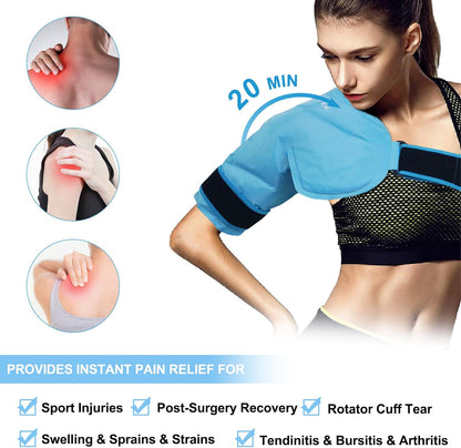 Neck and Shoulder Ice Pack for Pain Relief, Extra-Large Reusable Hot & Cold Gel Wrap, Therapy for Rotator Cuff, Muscle Spasms, Swelling, Surgery Recovery – Long-Lasting Cold Compress