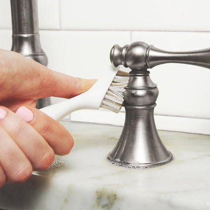 Full Circle Every-Crevice Detail Brush for Grout, White | Tough bristles & a sustainable bamboo handle reach deep into crevices, showers & grout