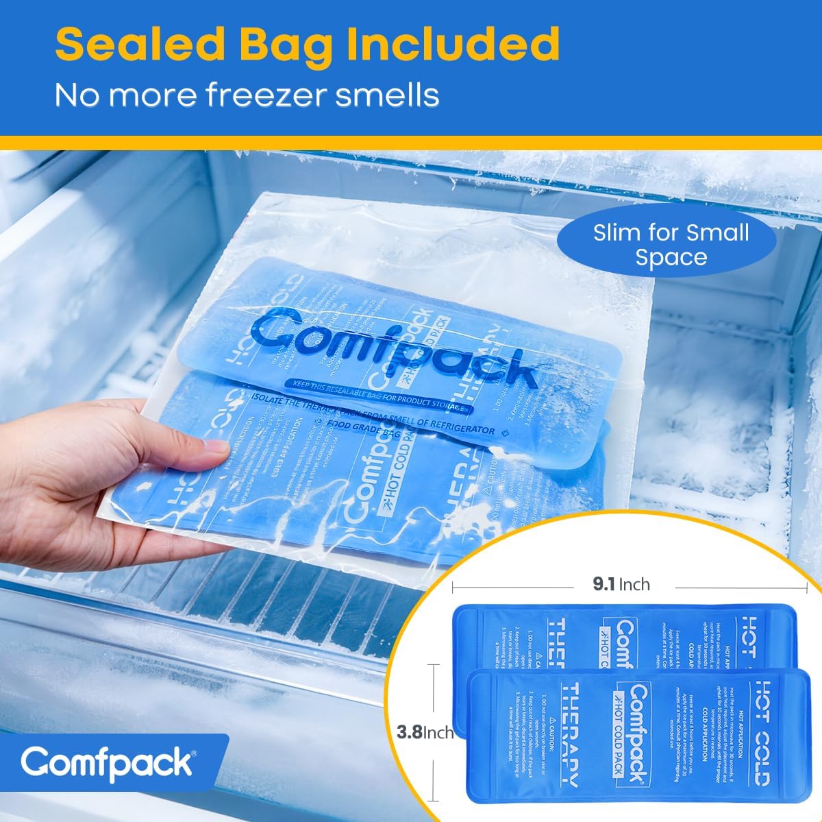 Comfpack Soft Ice Packs for Injuries Reusable, Double Side Hot Cold Therapy