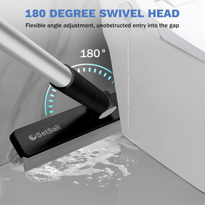 SetSail Grout Cleaner Brush with Long Handle, V-Shaped Floor Scrub Brush | Swivel Grout Brush Stiff Bristle Floor Grout Scrubber for Bathroom, Tile Line, Crevice, Kitchen, Wall, Deck, Garage