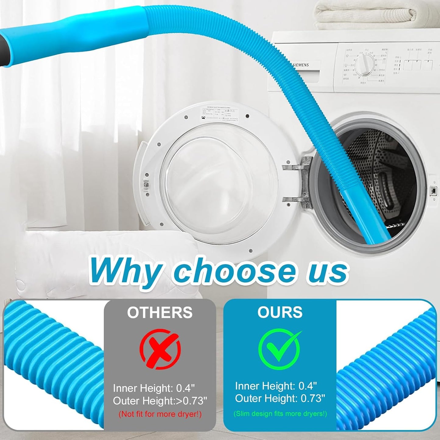 Upgraded Dryer Lint Vent Cleaner Kit: Flexible Vacuum Hose Attachment for Lint Removal |Universal Vacuums Deep Cleaning Brush for Clogged Ducts