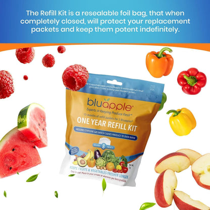 Bluapple Produce Saver Ethylene Gas Absorber - Fresh Fruit & Vegetable Storage for Refrigerator Crisper, Shelves & Fruit Bowls, Produce Keeper, Fruit Saver, Kitchen Must Haves, BPA-Free - 2-Pack