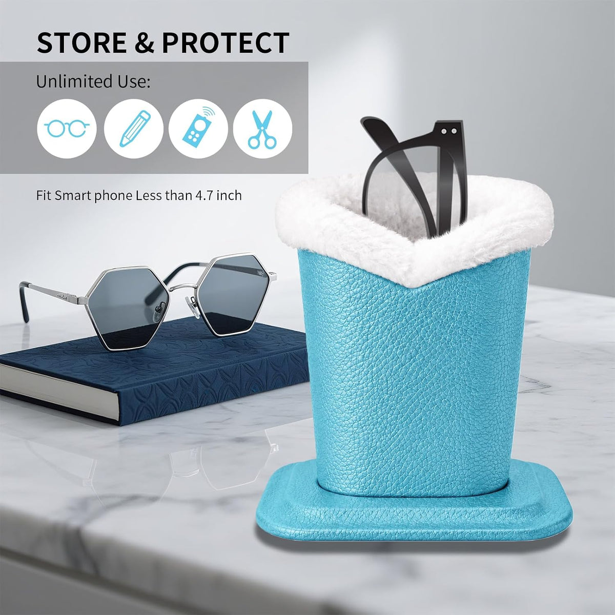 Plush Lined Eyeglasses Holder, Cute Glasses Stand for Women Kids - Colors B
