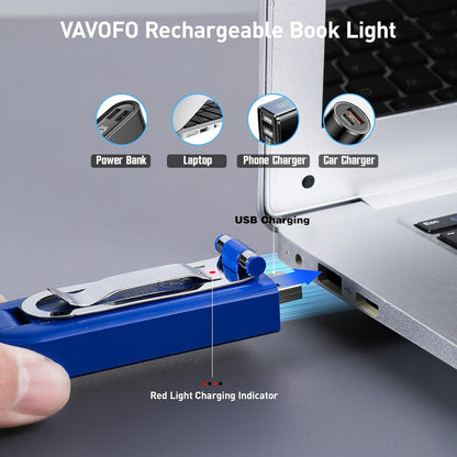VAVOFO USB Rechargeable Bookmark Reading Light, Blue Light Blocking Amber LEDs for Bedtime Reading - Clip On, 9 Lighting Modes