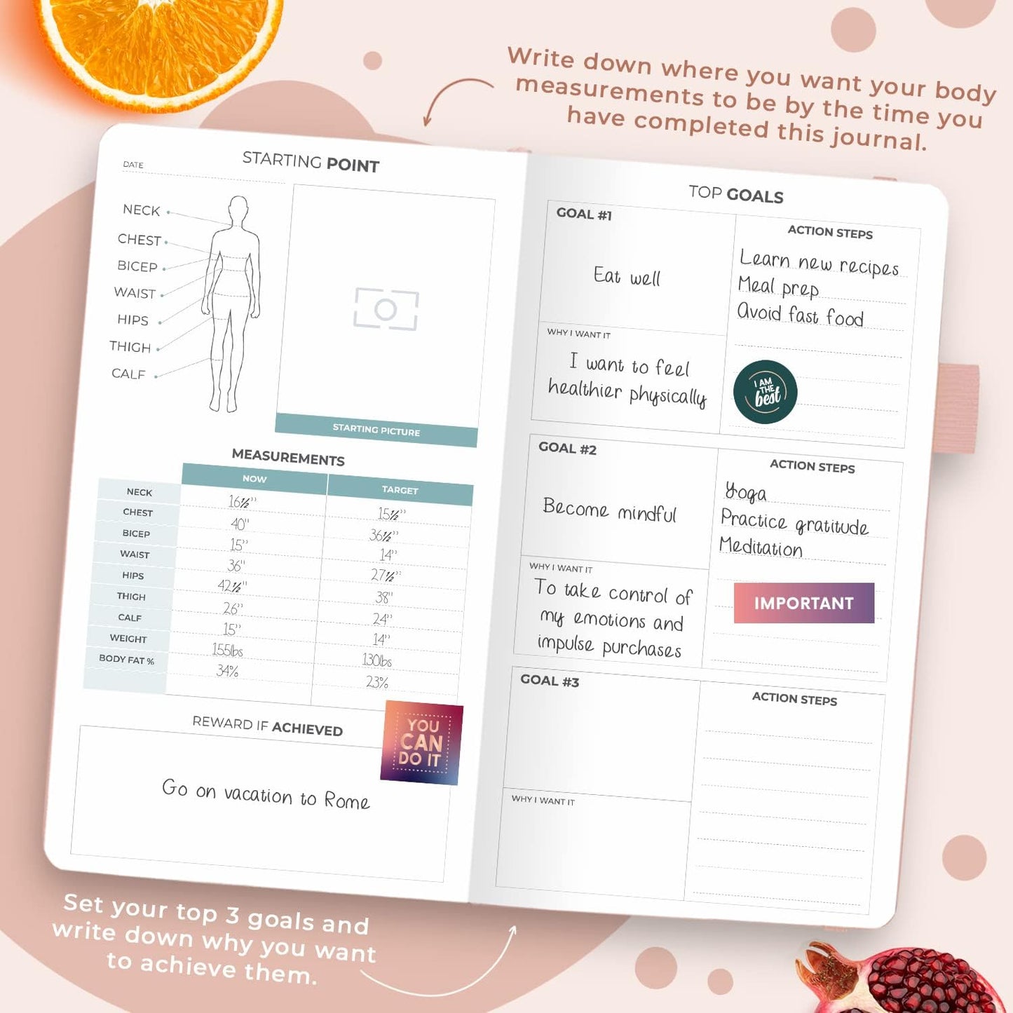 Clever Fox Wellness Planner & Food Journal for Weight Loss, A5 Orange | 5.8"x8.3" nutrition & exercise tracker for women tracking meals, diet & symptom diary, calorie counter notebook, stickers