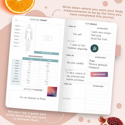 Clever Fox Wellness Planner & Food Journal for Weight Loss, A5 Orange | 5.8"x8.3" nutrition & exercise tracker for women tracking meals, diet & symptom diary, calorie counter notebook, stickers