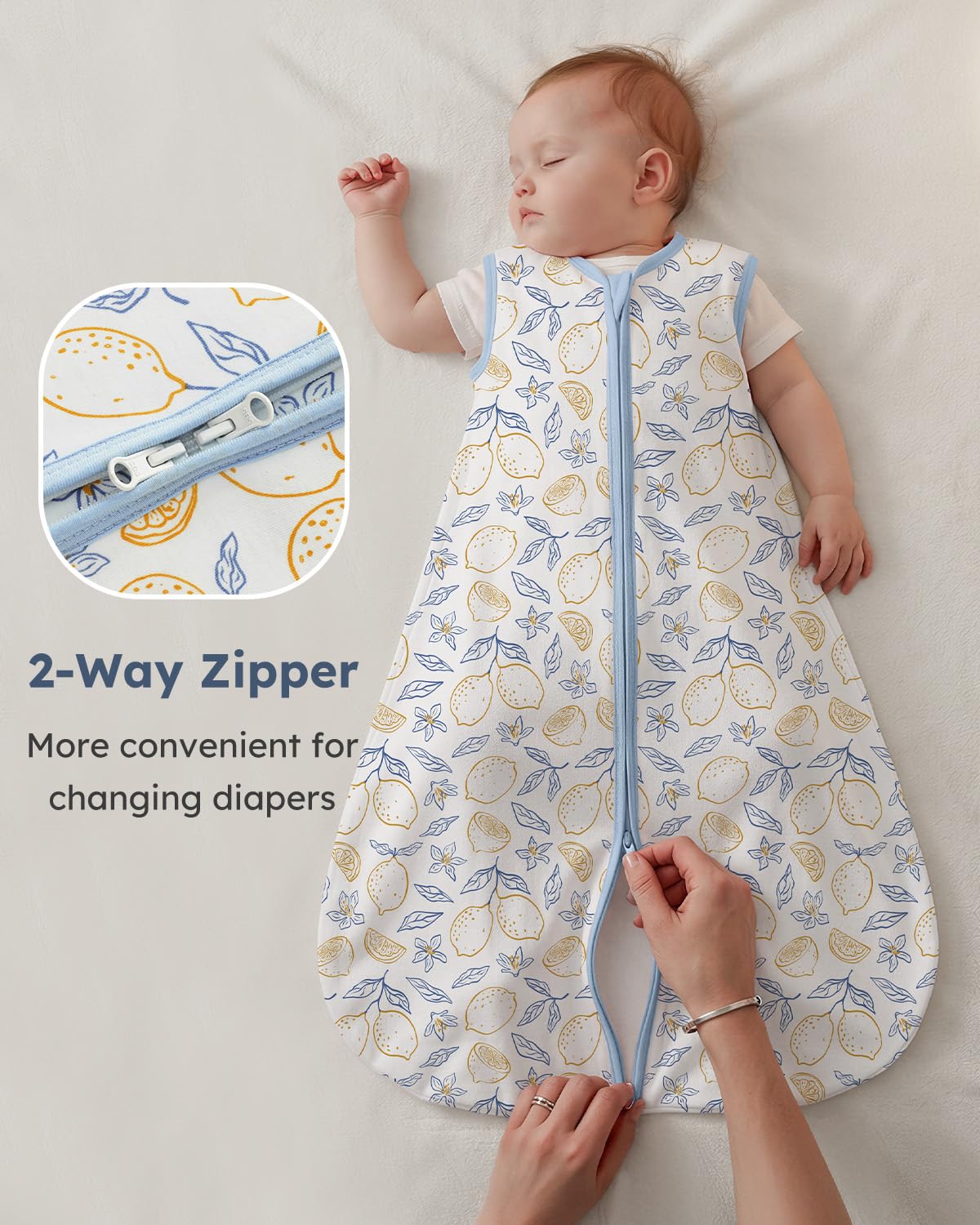 Yoofoss Baby Sleep Sack 0-6 Months Wearable Blanket for Babies 100% Organic Cotton 2-Way Zipper TOG 0.5 Toddler Sleeping Sack 3 Pack, Sleep Sacks