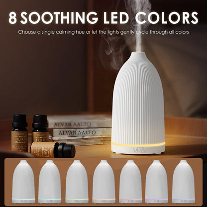 SALKING Essential Oil Diffuser, 100ml Aromatherapy Diffusers with Adjustable Mist Mode Timer Setting, Ultrasonic Diffusers for Essential Oils, Warm White Lights, 7 LED Colors, for Office Home