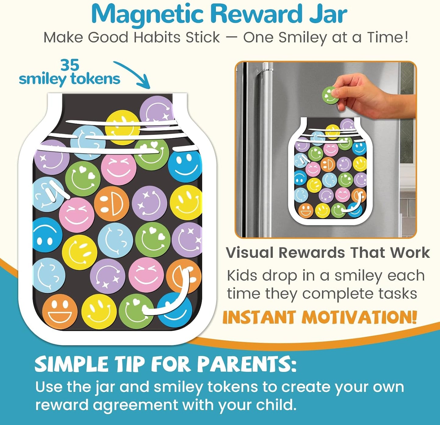 JJPRO Magnetic Bedtime/Morning/Daily Routine Chart for Kids with Reward Jar-Morning Routine Chart,Daily Checklist Reward Chart for Toddlers,Reward Jar for Kids,Cute Visual Schedule Board for Home