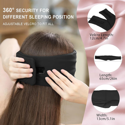 LC-dolida Luxurious Silk Soft Sleep Mask, Sleep Headphones with Bluetooth 5.4 for Side Sleeper, Total Blackout Eye Sleeping Mask for Women and Men, Ideal Gift for Restful Sleep, Travel(Black)