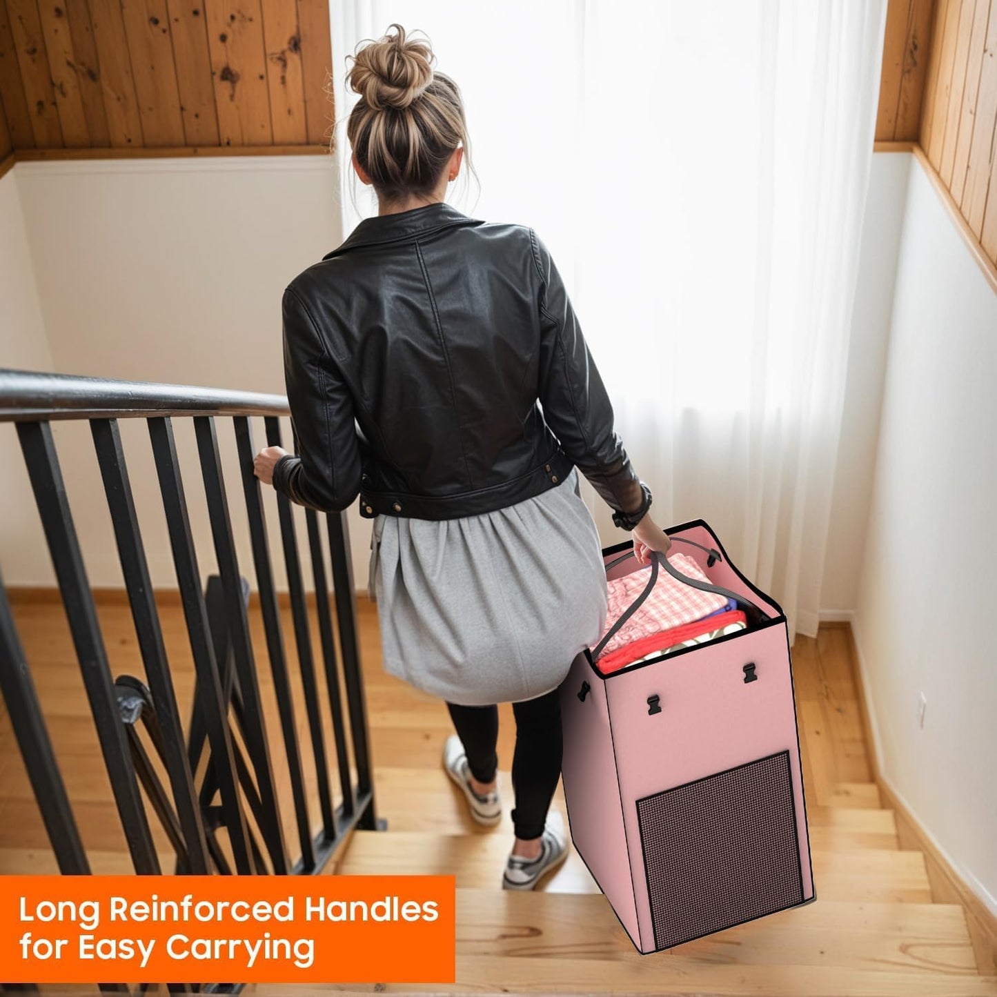 Laundry Hamper with Wheels, 150L Rolling Laundry Basket with Bag & Handles | Sturdy Metal Frame | Removable Bag | Large & Tall Dirty Clothes Hampers for Laundry Room, Bedroom, Dorm, Bathroom-Black