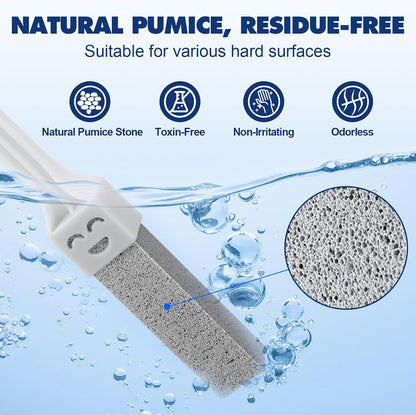 Navona 10 Pack Pumice Stone Toilet Bowl Cleaner with 2 Extra-Long Handles | Scratch-Free, Replaceable Stones Remove Limescale, Rust & Hard Water Rings for Toilets, Bathtubs, Grills, Pools & Sinks