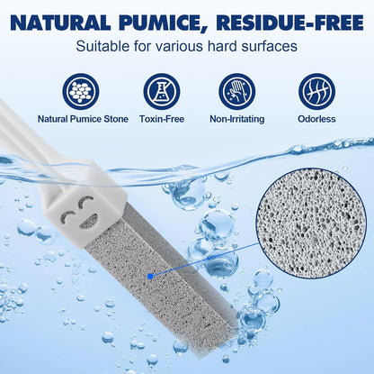 Navona 12 Pack Toilet Cleaning Pumice Stones with Extra Long Handle | Replaceable Stones Remove Limescale, Rust & Hard Water Rings for Toilets, Sinks, Grills & Pools
