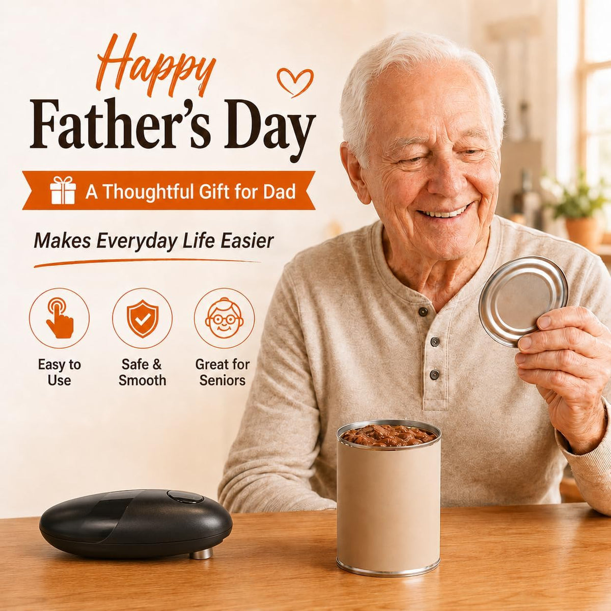 Battery Electric Can Opener, One-Touch,Hands-Free,Smooth Edge,Black,Compact