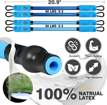 Ayombo Pilates Bar Kit with Resistance Bands, Pilates Workout Equipment for Legs, Hip, Waist, Arm, Squats Exercise Equipment for Home Workouts, Adjustable 3-Section Pilates Bar Kit for Women & Men