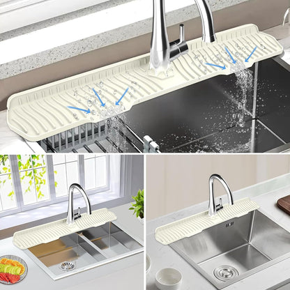 Kitchen Sink Splash Guard Gen2-30" x 6'' Silicone Sink Mat Splash Guard fit for Countertop, Bathroom,Farmhouse,RV by EBIGIC (Grey)