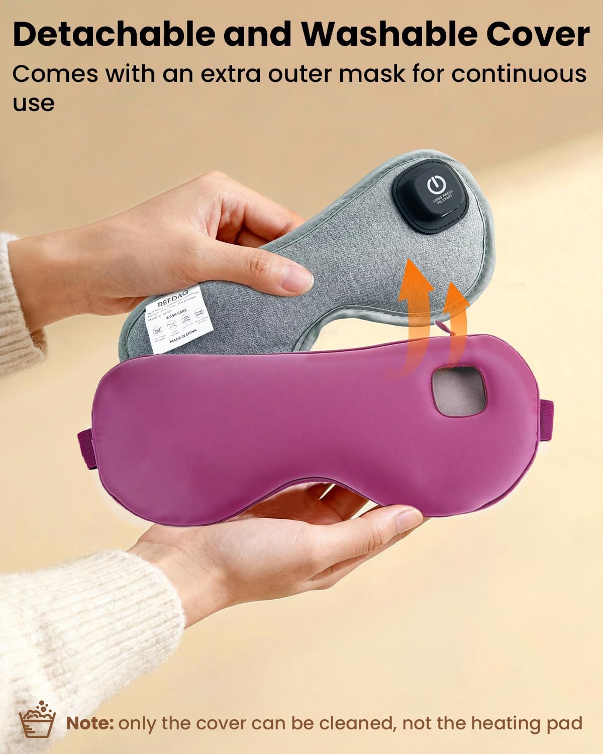 Cordless Heated Eye Mask, Rechargeable Mask with 4 Heat Levels for Dry Eyes