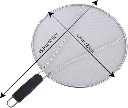 Splatter Screen for Frying Pan: Stainless Steel Grease Splatter Guard Oil Splatter Guard for Cooking, Mesh Frying Screen Keeps Kitchen Clean and Protects Skin From Burns (Red, 11in)
