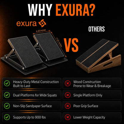 EXURA Adjustable Wide Slant Board for Squats, Squat Wedge & Calf Stretcher