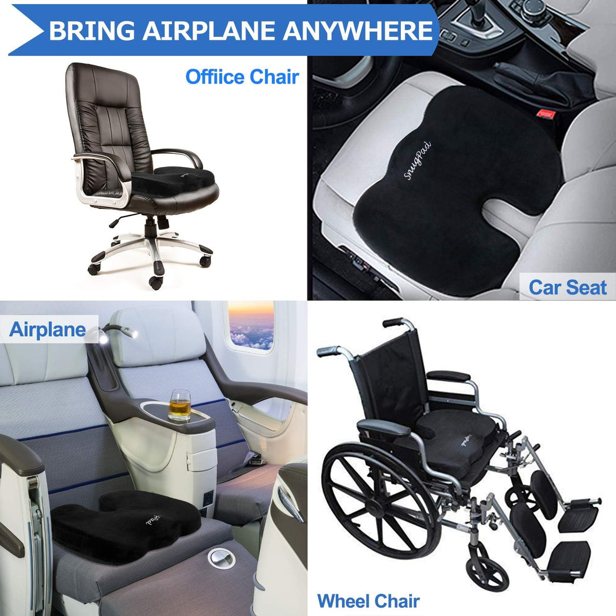 Upgraded Memory Foam Seat Cushion, for Sciatica, Back, Hip, and Tailbone Pain Relief, Firm Comfortable, Support for Office Chair, Wheelchair,Car. Nonslip Orthopedic Memory Foam Coccyx Cushion