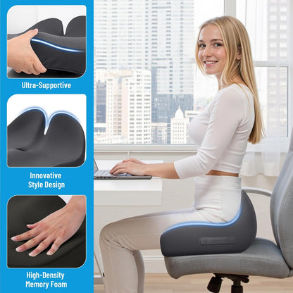 Memory Foam Seat Cushion, Ergonomic Office Chair Cushion for Long Sitting