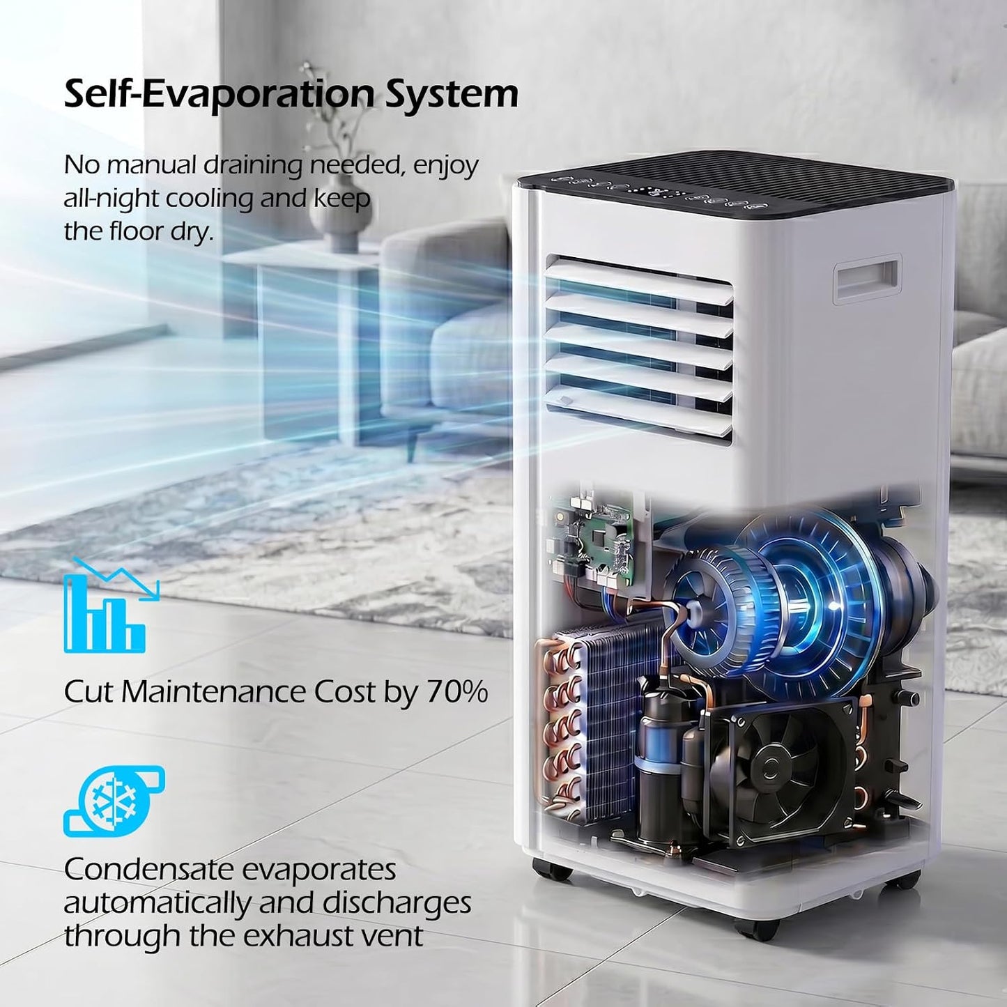 16000 BTU Portable Air Conditioners with WiFi APP | 5-in-1 Fast Cooling for 850 Sq.Ft, Dehumidifier, Fan, 24H Timer, Quiet 40dB Sleep Mode for Home - Included window kit