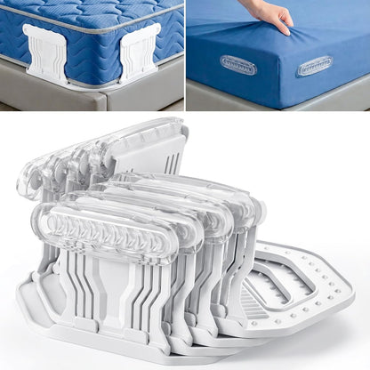 Bed Sheet Holders - 4 Pack Foldable Sheet Fasteners for Mattress Corners, Open Corner Bed Sheet Holder Clips with Gentle Sliding Locks, Tug-Proof Sheet Grippers Keep Sheets Tight All Night