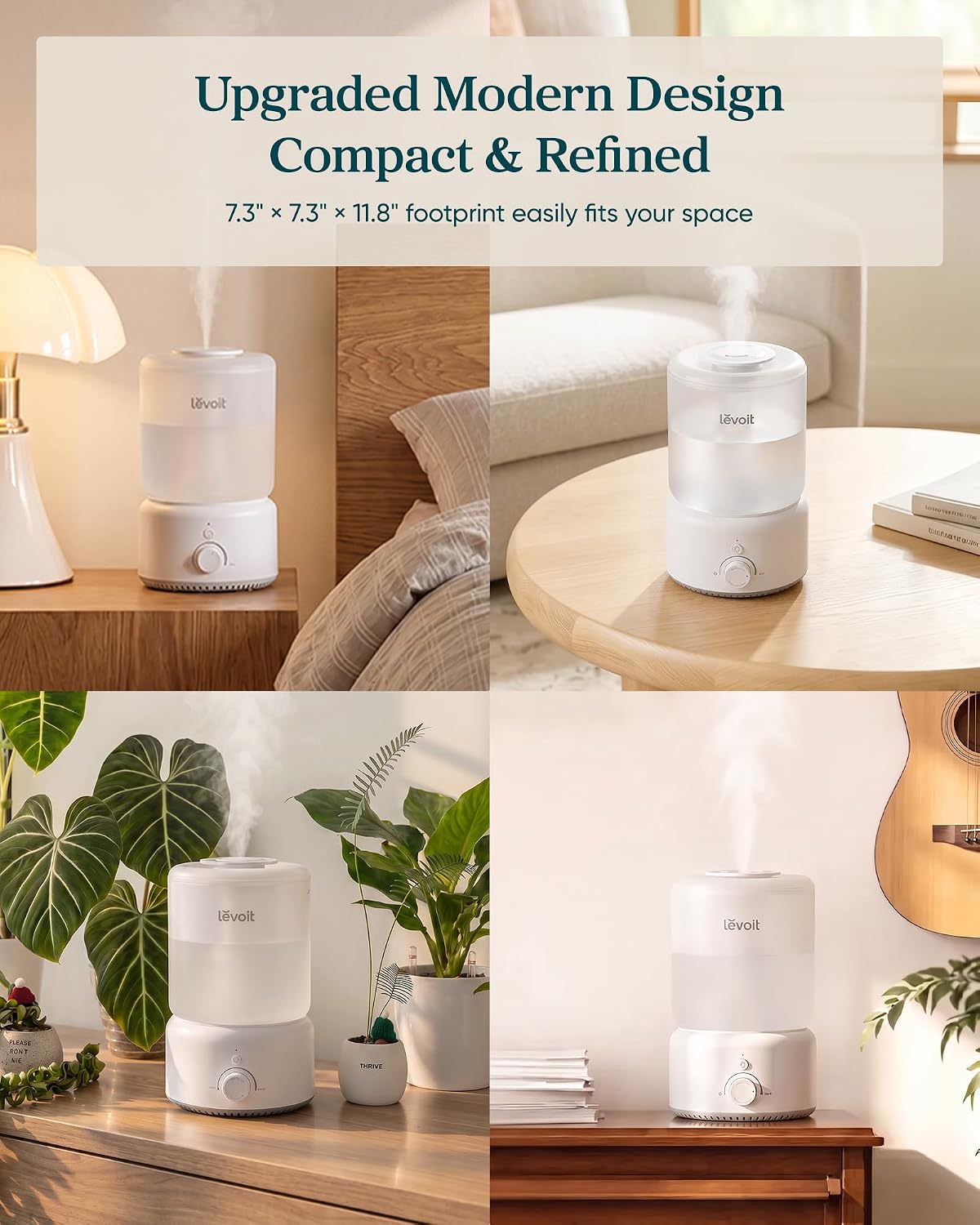 Levoit Top Fill Humidifiers for Bedroom, 2.5L Tank for Large Room, 25dB