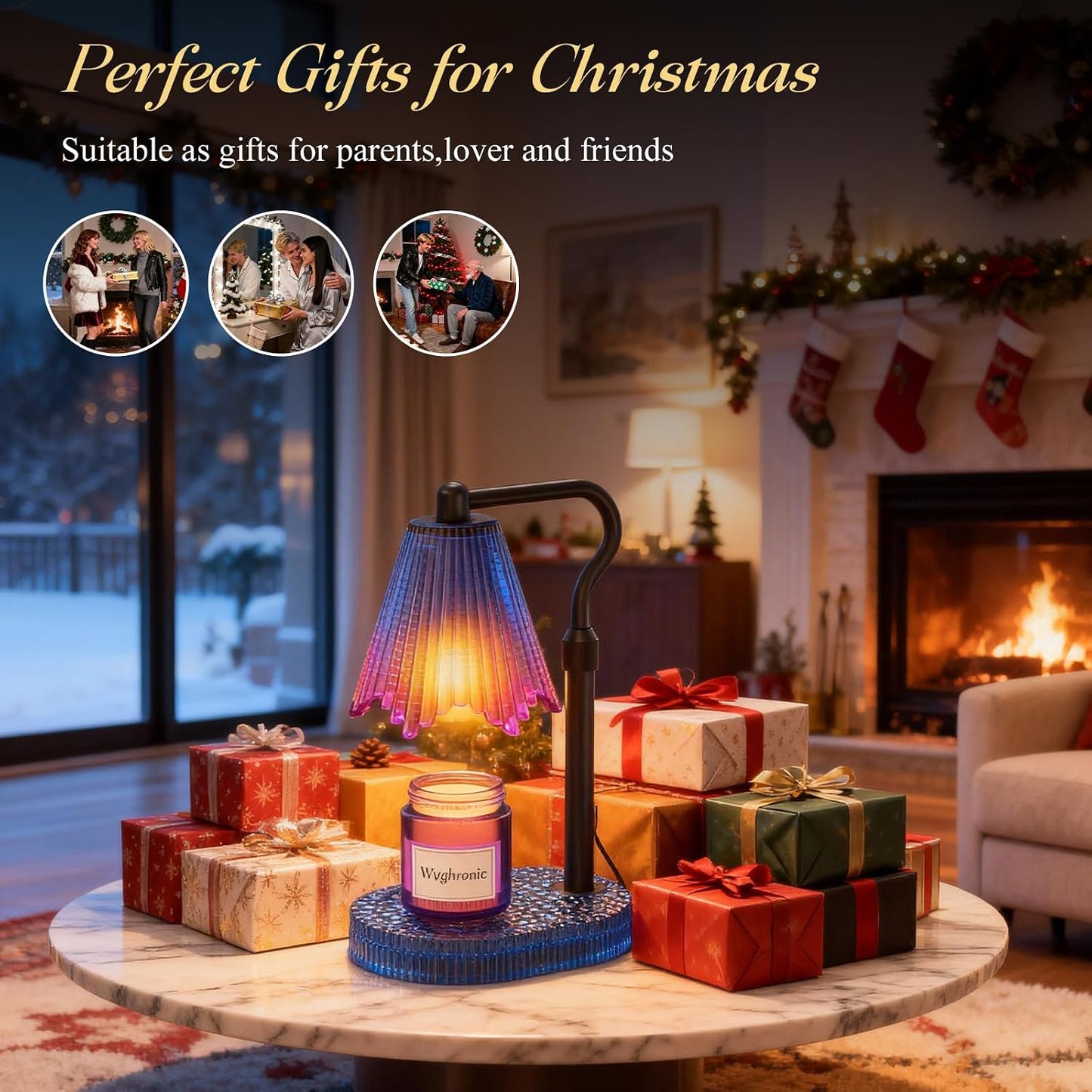 Flower Candle Warmer Lamp,Adjustable Timer & Dimmer(Black2) | Adjustable height fits jars. Timer & dimmer safe melt. 2 bulbs & heat-proof base. Perfect for bedroom, office, or gifting.