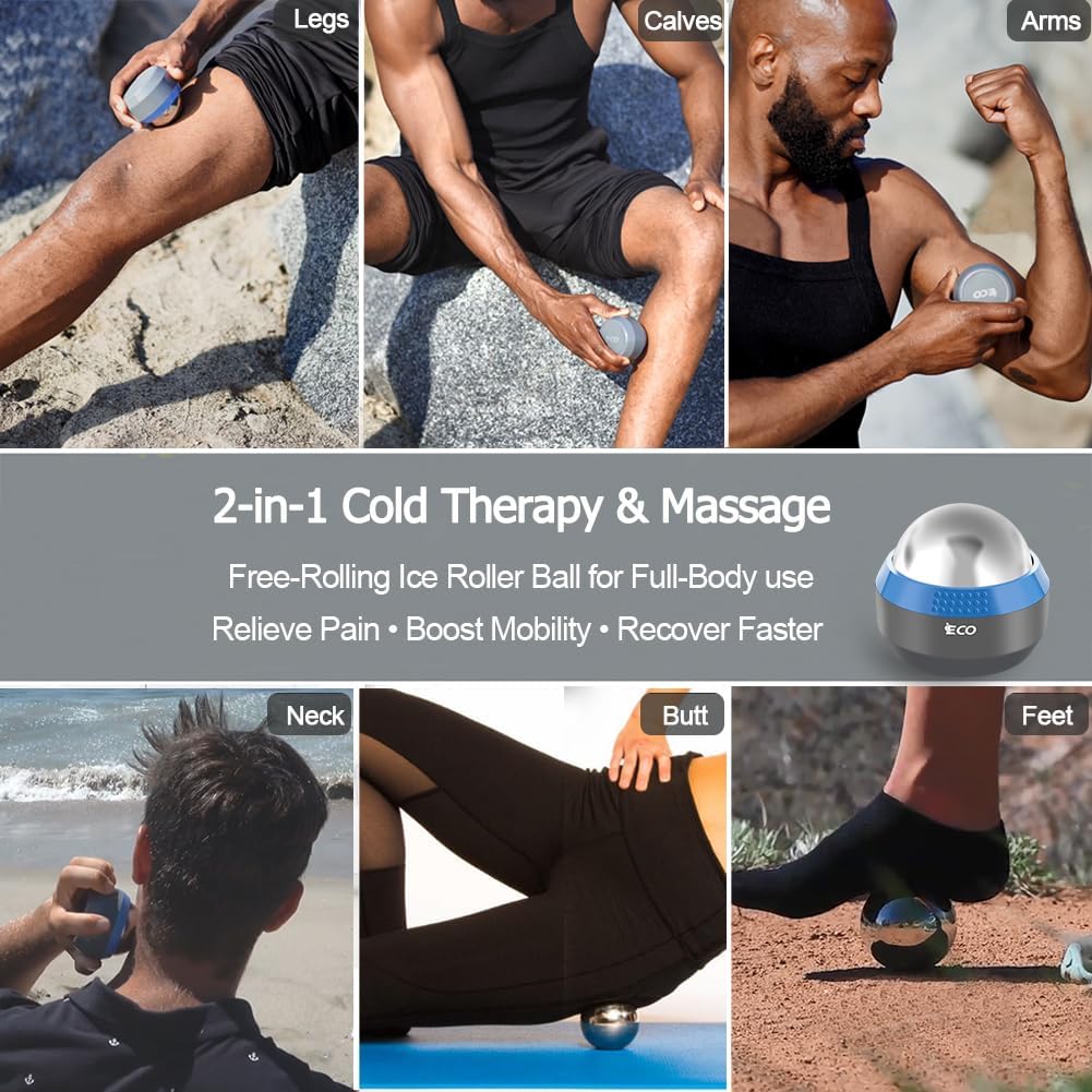Massage Ice Roller Ball Cold & Heat Therapy Plantar Fasciitis Roller | Alleviating Shoulder, Arms, Back, Legs, Calves or Muscle Tension, Perfect for Workouts Relaxation
