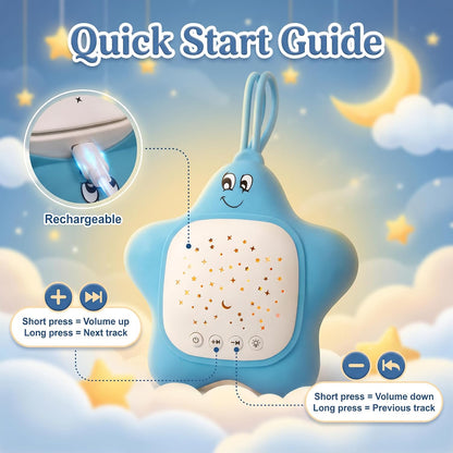 Portable White Noise Sleep Soother Baby Sound Machine with Star Projector