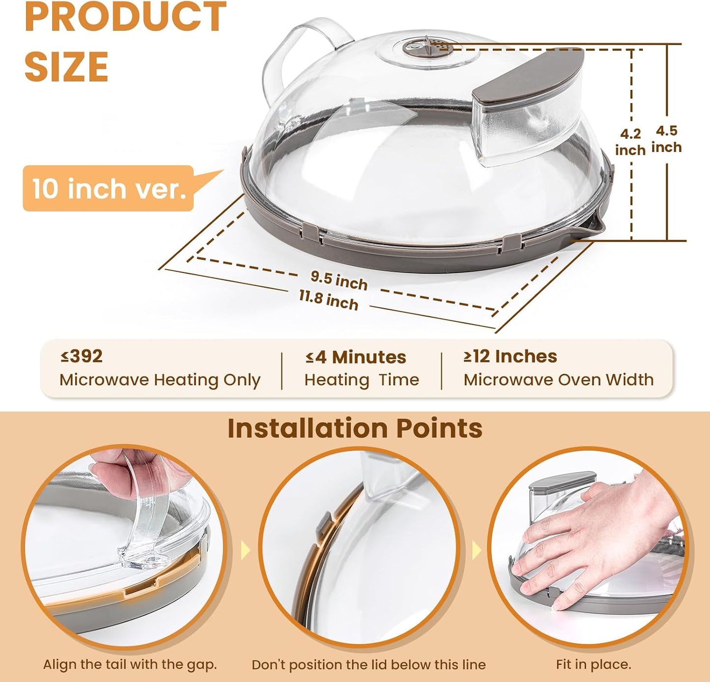 Microwave Splatter Cover with Water Steamer, Integrated Handle, 10 Inch | Microwave Food Cover with Water Reservoir to Keep Food Moist, Kitchen Essentials Gadgets, House Warming Gifts New Home