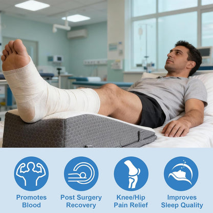 Leg Elevation Pillow Wedge for After Surgery - Adjustable Knee & Ankle Support, Post Surgery Recovery, Swelling Relief and Blood Circulation, Crystal Velvet Cover, High-Density Foam