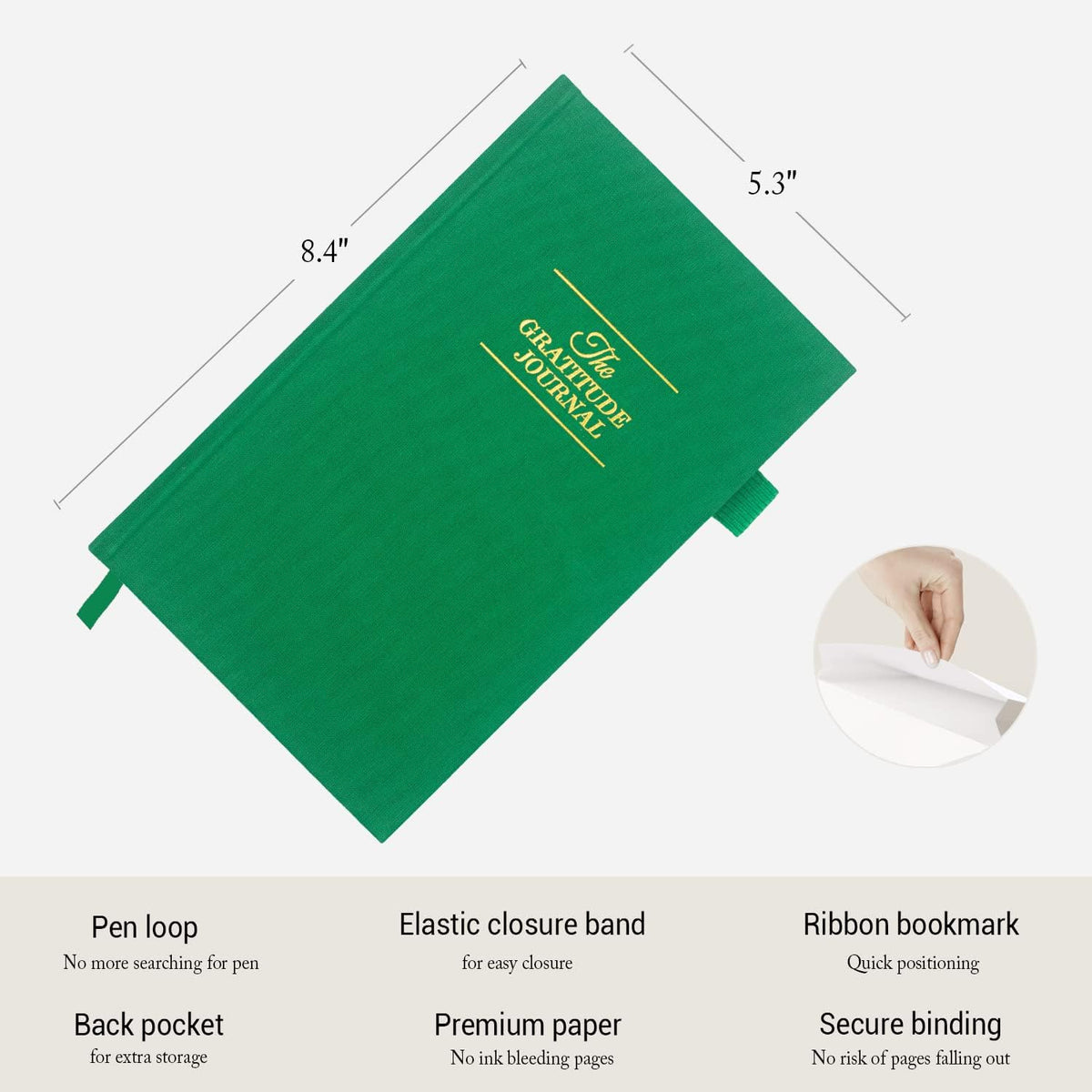 The Gratitude Journal 2026: Daily Gratitude Practice to Inspire Thankfulness, Mindfulness, Positivity, Happiness, Upgraded with Pen Holder, Inner Pocket & Elastic Closure Band (Beige)