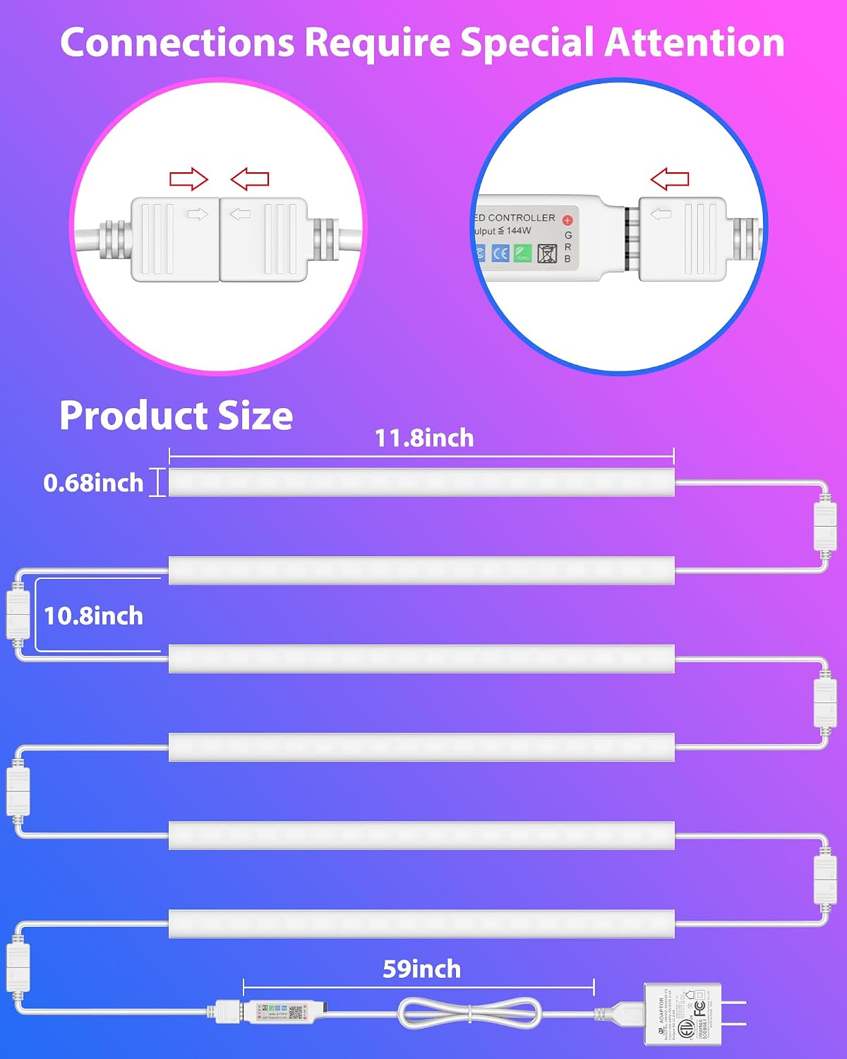Motion Sensor Cabinet Lighting, 4500K Daylight, 3 Pack 12 inch Linkable