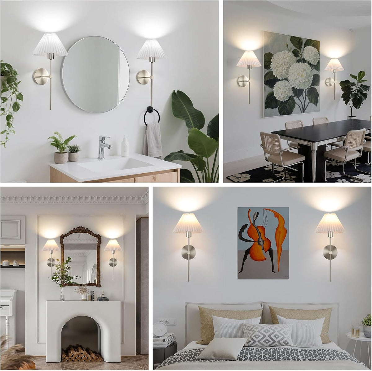 Rechargeable Battery Operated Wall Sconce Sets of 2, 15 Colors Wireless gooseneck Black Wall Lights Fixture with Dimmable Bulbs and Remote, Not Hardwired Wall Mounted Lamps for Bedroom Living Room