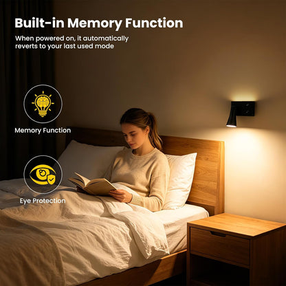 Koopala Battery Operated Wall Sconce, 10000mAh Dual Head Reading Light | LED Wall Lights with 3 Color Temperatures Dimmable, Remote &Touch, Wireless Sconces for Bedroom Living Room Hallway